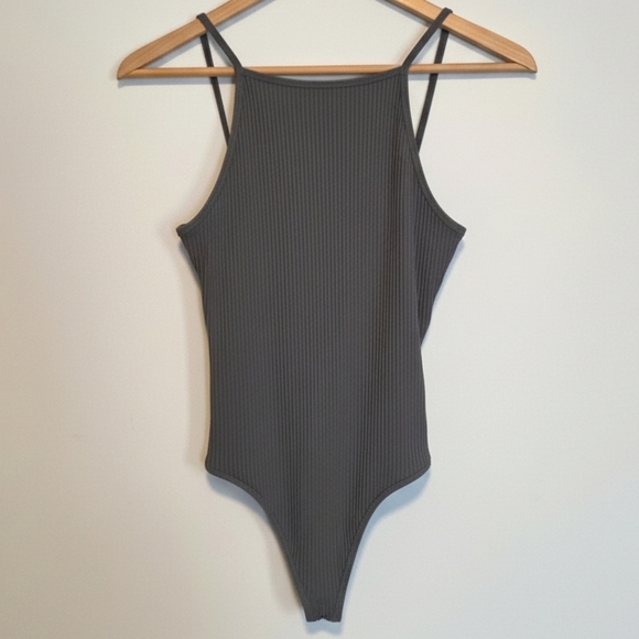 Wilfred Ribbed Knit Bodysuit Grey/Green Size M - Picture 2 of 7